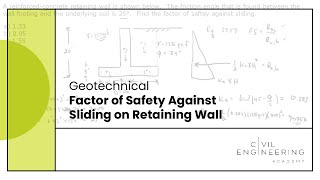 GeotechnicalFactor of Safety Against Sliding on Retaining Wall [upl. by Ahsenad173]