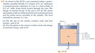 259 As shown in Fig P259 a gas contained within a piston–cylinder assembly initially at a volume [upl. by Jezabella]