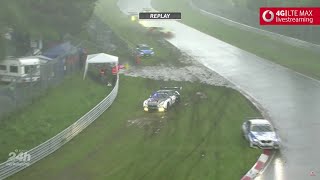 24H Nürburgring Nordschleife 2016  UnwetterChaos  Regen amp Hagel bis Rennabbruch [upl. by Nacnud119]