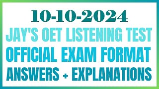 OET LISTENING TEST 10102024 oet oetexam oetnursing oetlisteningtest [upl. by Airbas]