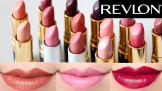 Revlon Super Lustrous Lipstick 14 Colors Swatches on lips [upl. by Amelus]