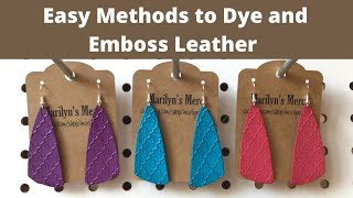 How to Dye and Emboss Leather Earrings [upl. by Ynattirb]