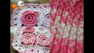 How to crochet spiral blanket flower afghan [upl. by Ahsiki]