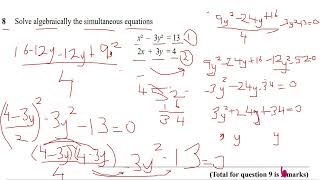 GCSE 91 Maths Hardest Quadratic Simultaneous Equation Maths Pearson Edexcel QUESTION 2019 [upl. by Ekaterina]