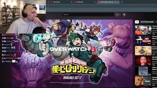 xQc Reacts to Overwatch 2 x My Hero Academia  Collaboration Trailer [upl. by Vowel49]