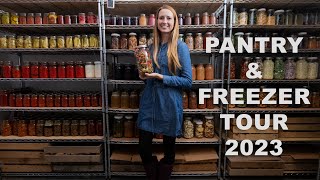 Homestead Pantry Tour amp Freezer Tour  A Years Supply of Food [upl. by Icak433]