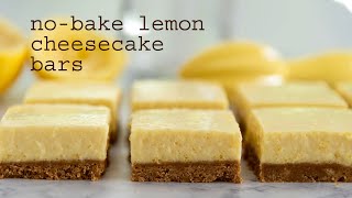 NoBake Lemon Cheesecake Bars  traybakes amp more [upl. by Anikat]