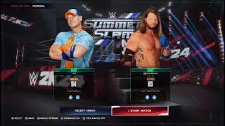 WWE 2K24 John Cena vs AJ Styles at Summer Slam [upl. by Elatsyrk762]