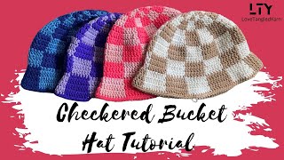 How To Crochet A Checkered Bucket Hat [upl. by Anirbak]