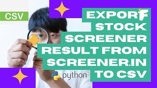 Export Stock Screen from Screener in to CSV File [upl. by Rexana930]