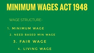 Wage structure under minimum wages act fair wage living wage min wage need based min wage [upl. by Gregory]