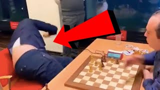 GRANDMASTER FALLS OUT OF CHAIR DURING GAME [upl. by Harifaz]