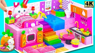 IDEAS Make Pink Bunny Bedroom with Indoor Natural Pool from Cardboard ❤️ DIY Miniature House [upl. by Gennie]