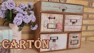 Cómo hacer una cajonera reciclando cartón Ideas de muebles de cartonaje [upl. by Fatsug]