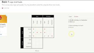 Basic 1 Logic Grid Puzzle [upl. by Enimrej]