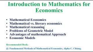 Introduction to Mathematics for Economics [upl. by Aerdnahc]