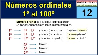 12  Números ordinales 1 al 100 [upl. by Drexler555]