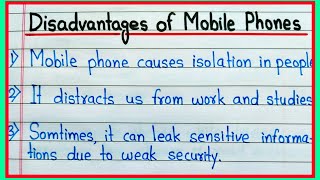 Disadvantages of Mobile Phones  10 lines on Disadvantages of Mobile phones in English [upl. by Lever]