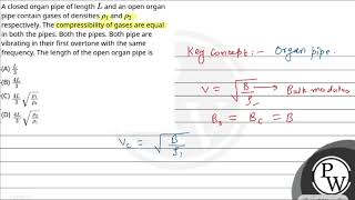 A closed organ pipe of length L and an open organ pipe contain gases of densities 1 andamp96 [upl. by Riccardo779]