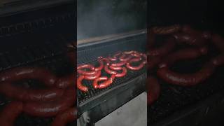 Beef and Cheddar Sausage on the Traeger food cooking bbq [upl. by Eidac]