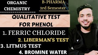 Qualitative test for phenol  Ferric chloride test  Litmus test  Liberman test  bromine water [upl. by Enifesoj]