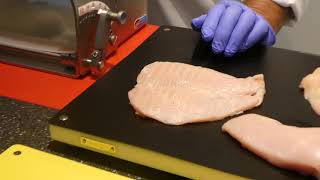 Tenderizing Chicken Breast with the Schnitzelmaster  Demo [upl. by Ahsikel]