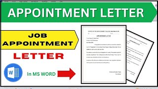 Job Appointment Letter for a New Employee In MS Word [upl. by Soluk]