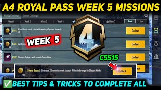 A4 WEEK 5 MISSION 🔥 PUBG WEEK 5 MISSION EXPLAINED 🔥 A4 ROYAL PASS WEEK 5 MISSION 🔥 C5S15 RP MISSIONS [upl. by Sibelle]