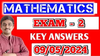 TODAYS MATHEMATICS EXAM 2 KEY ANSWERS 2024  MATHEMATICS EXAM MCQ amp FILL IN THE BLANKS KEY ANSWERS [upl. by Rintoul109]