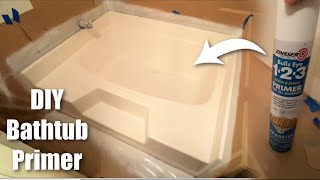 HOW TO REGLAZE A BATHTUB 6  Spraying DIY Primer on a Bathtub before REGLAZING [upl. by Zeugirdor]