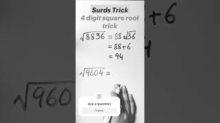 4 digits square root trick  Math trick  Mathematics [upl. by Einahpts]