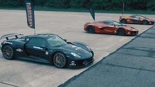 👑DRAG RACE👑 LaFerrari v Mclaren P1 v 918 Spyder [upl. by Adnaw782]