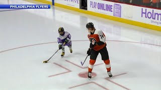 Flyers sign 9yearold hockey forward battling cancer Hes going to remember this forever [upl. by Notsnhoj]