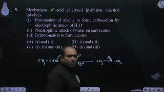 Mechanism of acid catalysed hydration reaction involves i Protonation of alk [upl. by Alika]