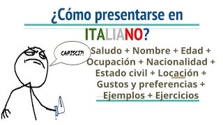 Como presentarse en Italiano Como dar y pedir informacion personal en Italiano [upl. by Etnomal]