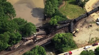 Train derails in Harmar Township Raw Video [upl. by Hartzell]