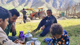 Completing the foundation of the grandmothers building with a tractor [upl. by Ylla]