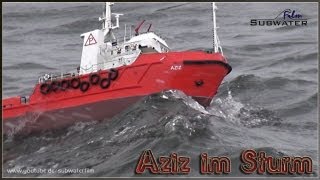 rc Offshore Ship AZIZ  fighting big waves 🌊🚤🎬 [upl. by Noremak]