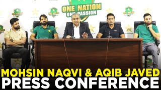 PCB Chairman Mohsin Naqvi and Member Selection Committee Aqib Javed Press Conference  PCB  MA2A [upl. by Anelle]