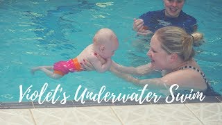 Water babies Baby Swimming Lesson  Underwater Swim  12 week old baby [upl. by Elbon223]