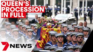 The Queens Funeral Procession to Westminster Abbey IN FULL  7NEWS [upl. by Terina]