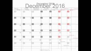 Free December 2016 Calendar Printable with holidays [upl. by Annav715]