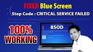 Stop Code  CRITICAL SERVICE FAILED Windows 10  How to Solved Blue Screen BSOD DgTech [upl. by Nhoj283]