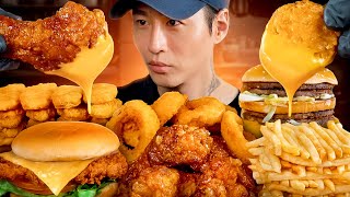 ASMR MUKBANG  Fast Food Big Mac Chicken Nuggets Onion Rings Chicken Sandwich Wings Fries [upl. by Morty]