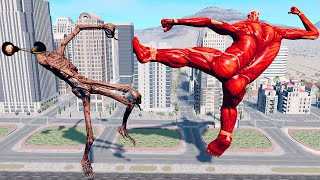 Сolossal Titan vs Siren Head  Animation Horror Short Film   Attack On Titan amp Fight In Real Life [upl. by Nahtiek894]