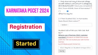 Karnataka PGCET 2024 Registration Started  Karnataka PGCET Application form Started [upl. by Arakihc]