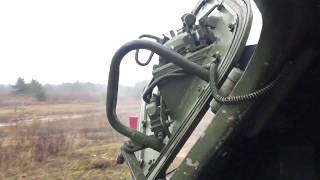 Ukrainian APC BTR80 firing PKTKPVT machine guns insideoutside view [upl. by Euqinoj]