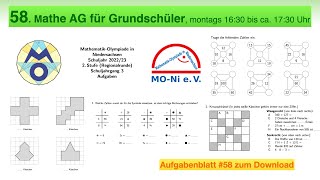 58  Mathe AG Grundschüler  Mathe Olympiade 2022  2023  2 Stufe  Klasse 3 [upl. by Elephus]