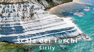 Scala dei Turchi  Turkish Steps  Agrigento  Sicily Italy  4K FILM DRONE [upl. by Annas534]