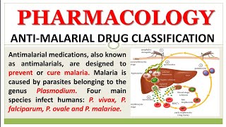 ANTIMALARIAL DRUGS CLASSIFICATION  PHARMACOLOGY  GPAT  NIPER  DI  PHARMACIST [upl. by Leafar]